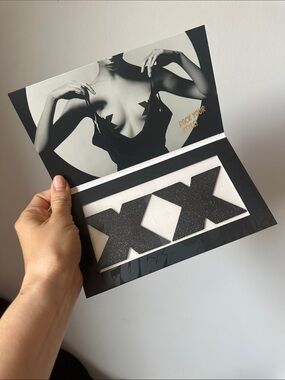 Black Glitter 'XX' Nipple Covers - Women Accessories
